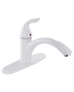 Faucet, 8" Kitchen, Single Lever, White

