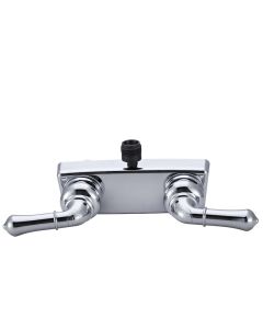 Shower Control Valve; Classical Series; 2 Valve; Single Piece Wall Mount; Washerless Cartridge Valve; 4 Inch Center Distance; 2 Hole Application; Lever Classical Handle; Chrome Plated; Plastic; With Vacuum Breaker Hose Connection
