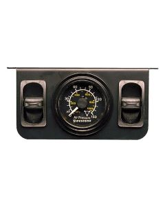 Gauge Air Pressure; Pneumatic; 0-150 PSI; Analog Display; Black Face/Black Bezel; Illuminated; Single Gauge With Mounting Bracket and 2 Paddle Switches
