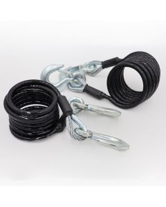 Trailer Safety Cable; 10000 Pound Rated; 7 Foot Length; Plastic Coated Steel; With Snap Hooks; Set of 2
