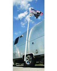Flagpole, Pushbutton, 20' Telescoping W/ Foot & Us Flag