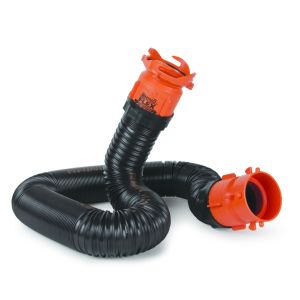 Sewer Hose; RhinoFLEX ™; 10 Foot Length Extension; 23 Mils Polyolefin Reinforced With Steel Wire; Black Hose; With Swivel Lug and Swivel Bayonet Fittings and Reusable Locking Ring
