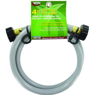 Tote Tank Fill Hose, 1/2 X 4', Gray With Hang Card