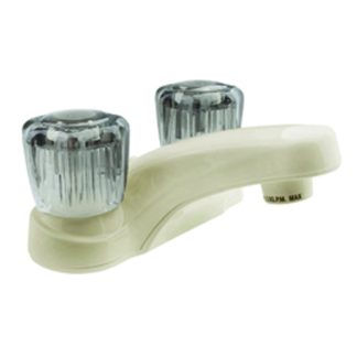 RV Lavatory Faucet W/smoked Acrylic Knobs - Bisque Parchment