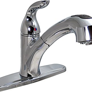 Kitchen Faucet, 8 Pull Out Hybrid, 1 Lever, Ceramic Disc, Brushed Nickel, Box