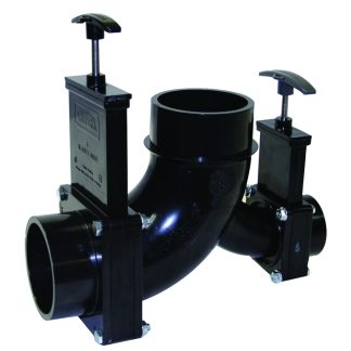 Ell Double Rotating Valve, 3 Spigot X 1-1/2 Hub X 3 Spigot Outlet