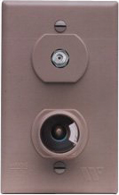 Indoor Tv Outlet  W/+12 Vdc Receptacle, Brown