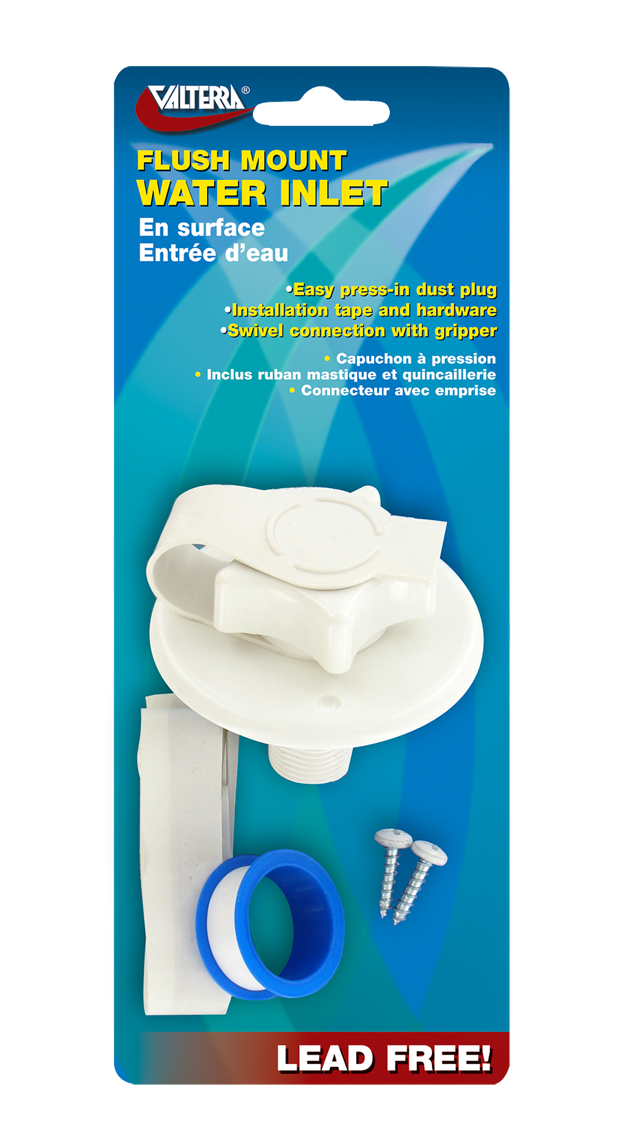 Water Inlet, 2-3/4 MPT, Plastic White, Carded