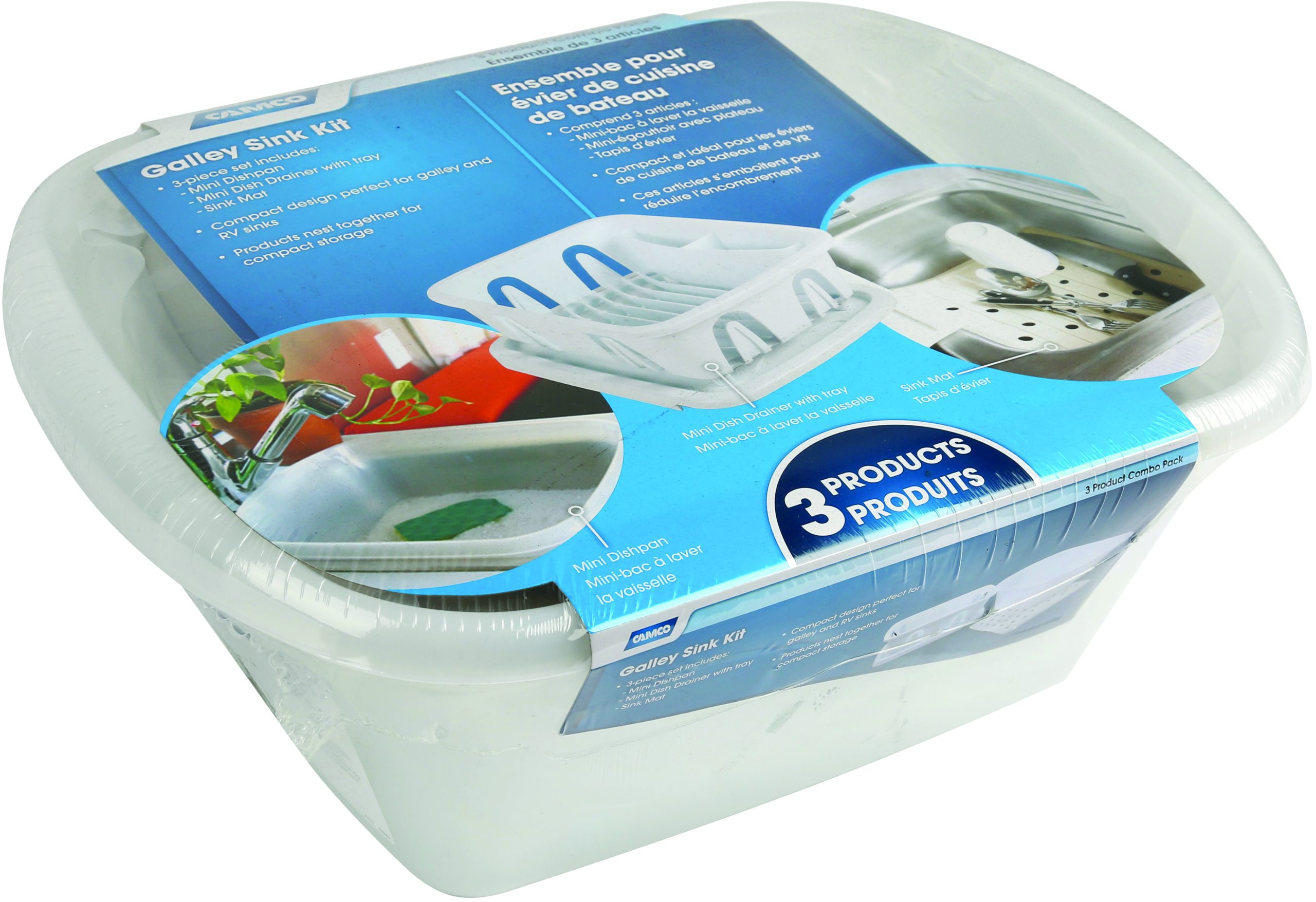 Sink Kit W/ Dish Drainer, Dish Pan & Sink Mat, White