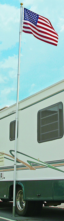 Flagpole, Pushbutton, 20' Telescoping W/ Foot & Us Flag