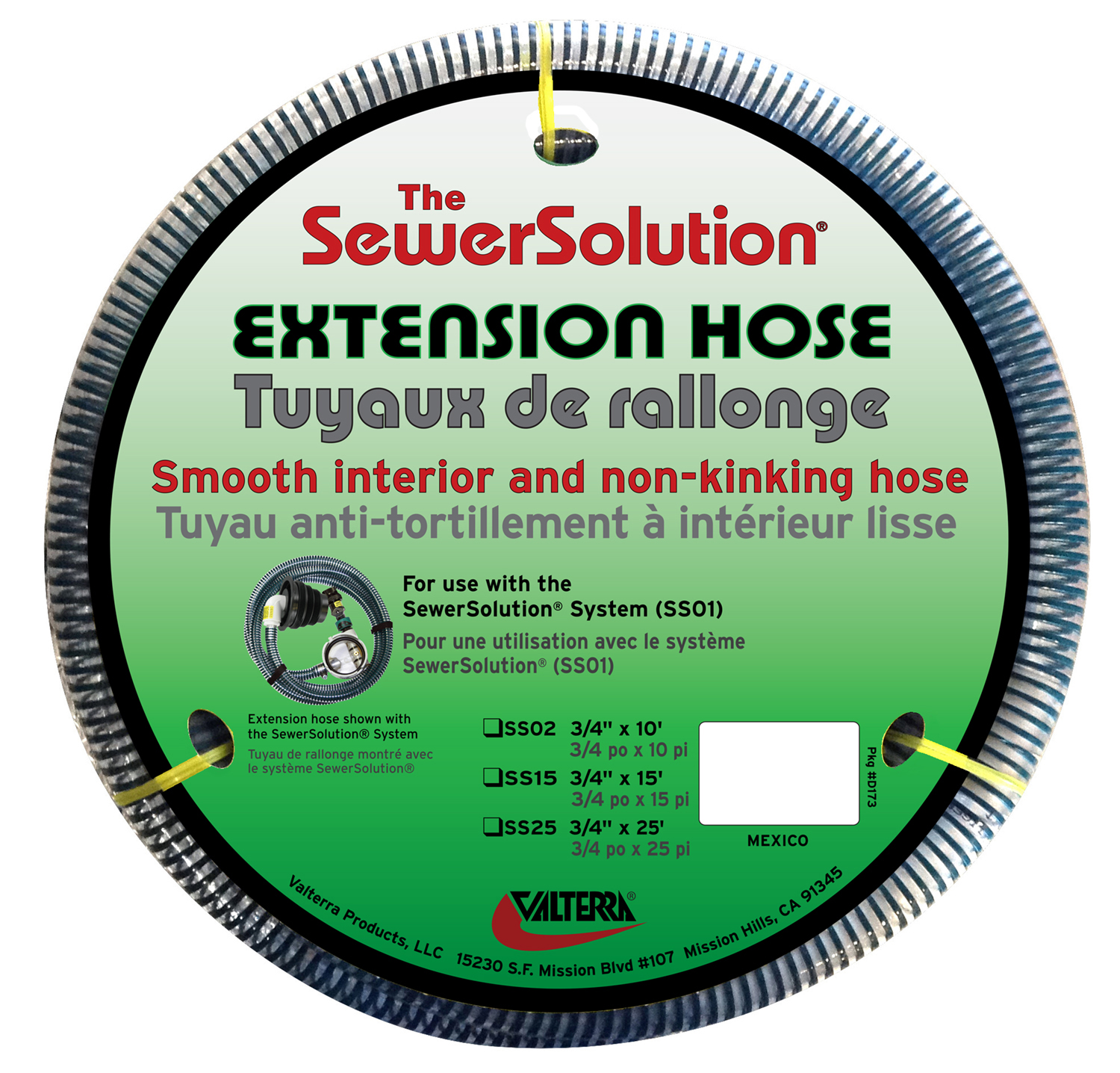 Sewersolution® Extension Hose, 10', Carded