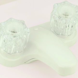 4” Lavatory Faucet W/Crystal Handles - White