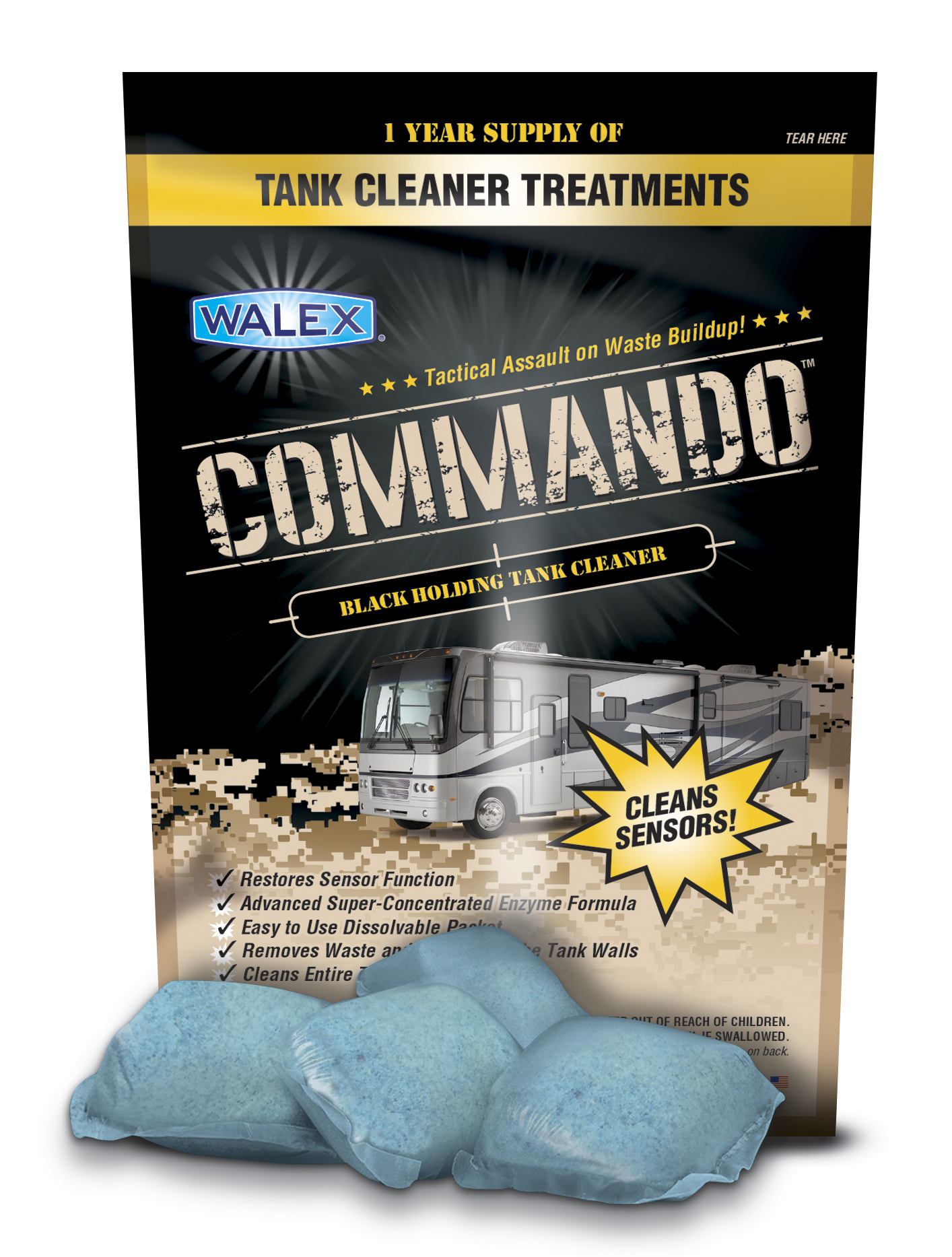 Commando Black Tank Cleaner - 4 pk